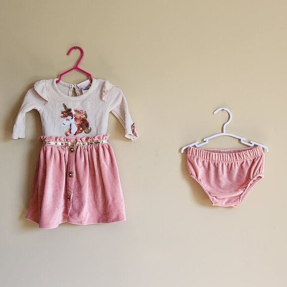 Little Lass Girls Unicorn Dress, Size 12 Months - Picture 2 of 6